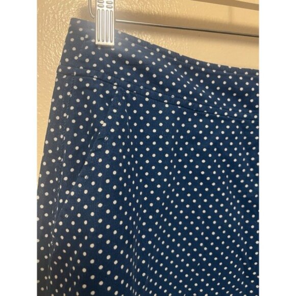 Vanessa Virginia Anthropologie Blue Midi Polka Dot Corduroy Skirt Pockets Sz 8 - Picture 3 of 12